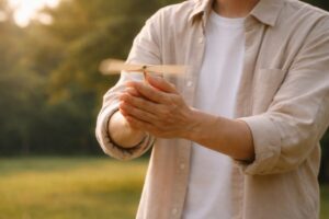 手のひらで回して放す自然な動き