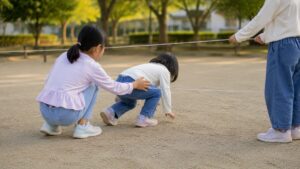 安全に気をつけながら遊ぶ様子