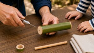 竹水鉄砲の噴射口を作る工程